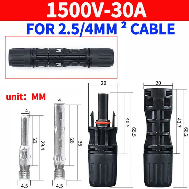 10/50/100 set connettore solare spina 30A 50A 1500V per connettore pannello solare resistente ai raggi UV Cina continentale cavo MC 2.5/4/6mm2