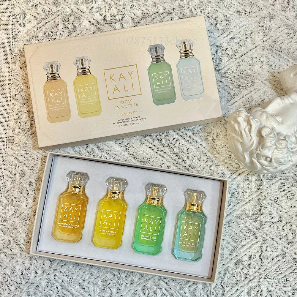 KAYALI Set di 4 Mini Profumi da 10ml, Fragranze Vaniglia, Oud, Floreali, Fruttate, Orientali, Lunga Durata, Unisex, Eau De Parfum, Set da Viaggio di Lusso