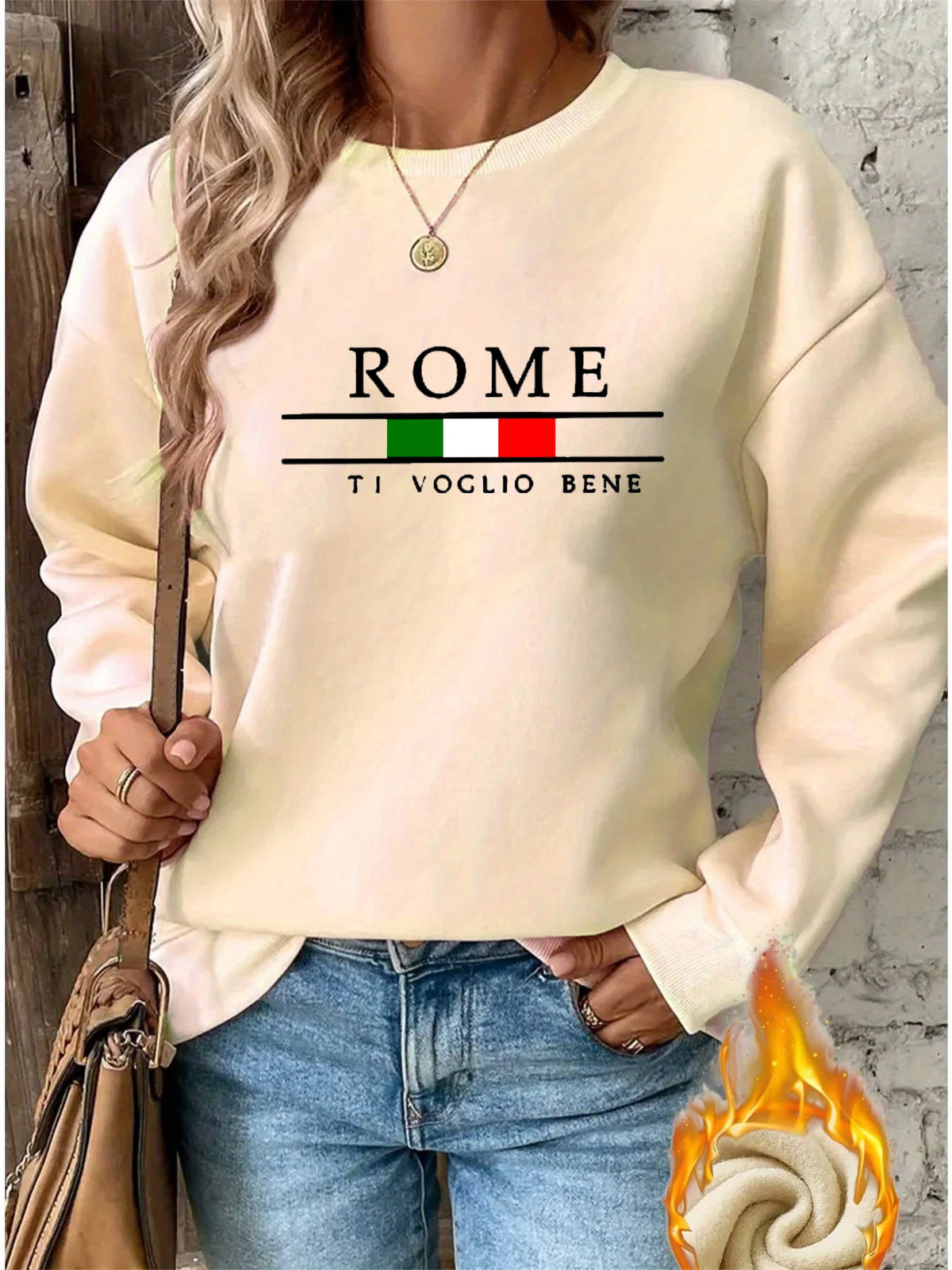 Pullover da donna a maniche lunghe con collo rotondo stampato, comodo e caldo, moda casual autunno e inverno