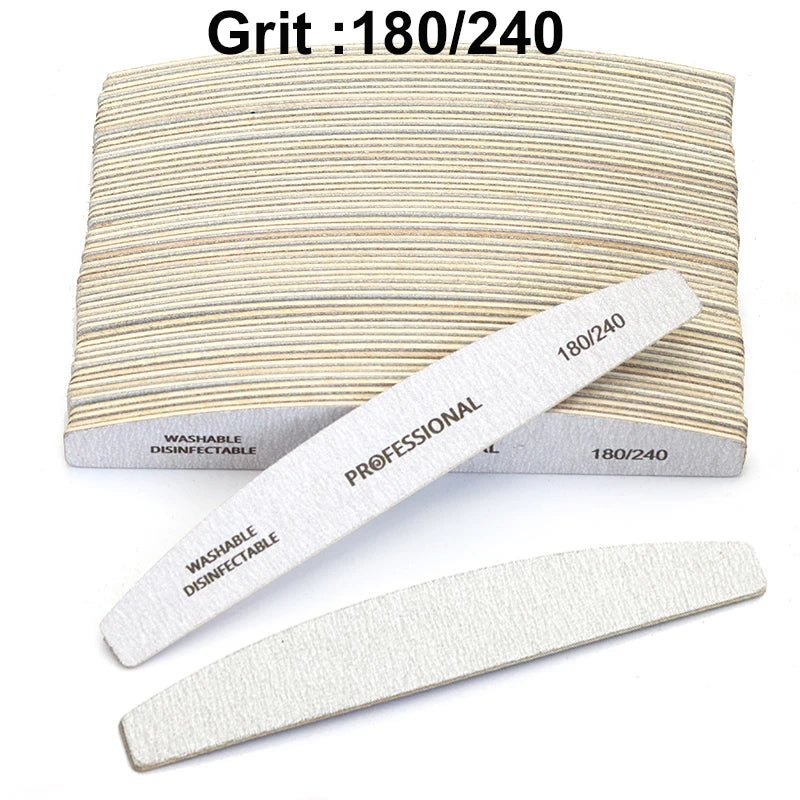 50/100 Pz Lime per unghie professionali in legno 180/240 Buffer 100/180 Grigio Barca Legno Carta vetrata Blocco Gel Lucidatore Levigatura Lime per unghie