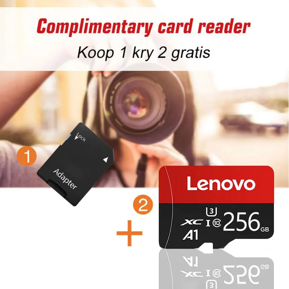 Scheda di memoria SD Lenovo ad alta velocità, 1 TB, 512 GB, scheda di memoria flash TF, 128 GB, 64 GB, classe 10, U3, per registrazione in 4K, resistente agli urti, per fotocamere, tablet e console.