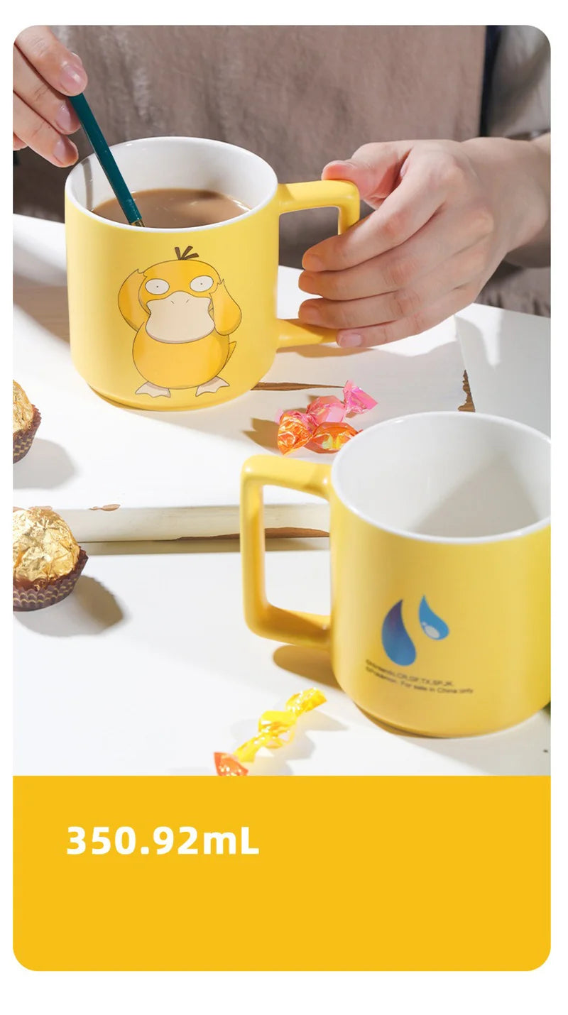 SHUNXIANG Pokémon Licenza Psyduck Tazza 350ml Cartoon Tazza di Ceramica Colazione Latte Tazza di Caffè Autentico Anime Bicchieri Tazze di Acqua