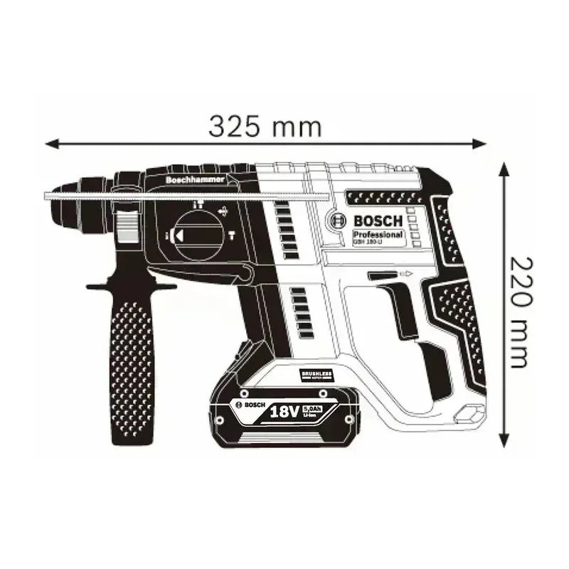 BOSCH GBH180‑LI 18V Martello Perforatore Rotativo Brushless SDS‑Plus Multifunzione Senza Fili per Calcestruzzo