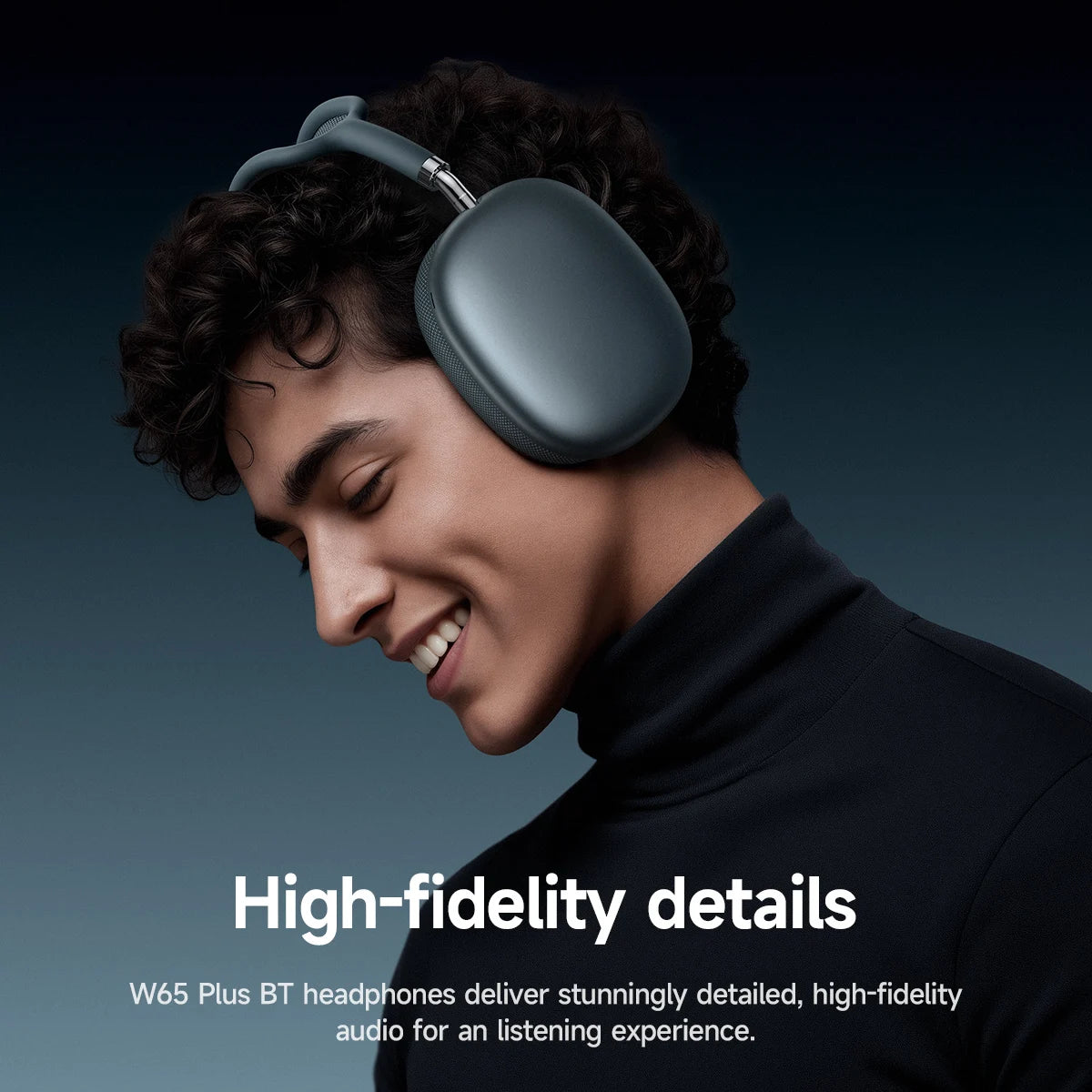 Cuffie Bluetooth HOCO W65 Plus con cancellazione del rumore ANC, auricolari wireless over-ear, suono Hi-Fi, cuffie sportive con pulsante.