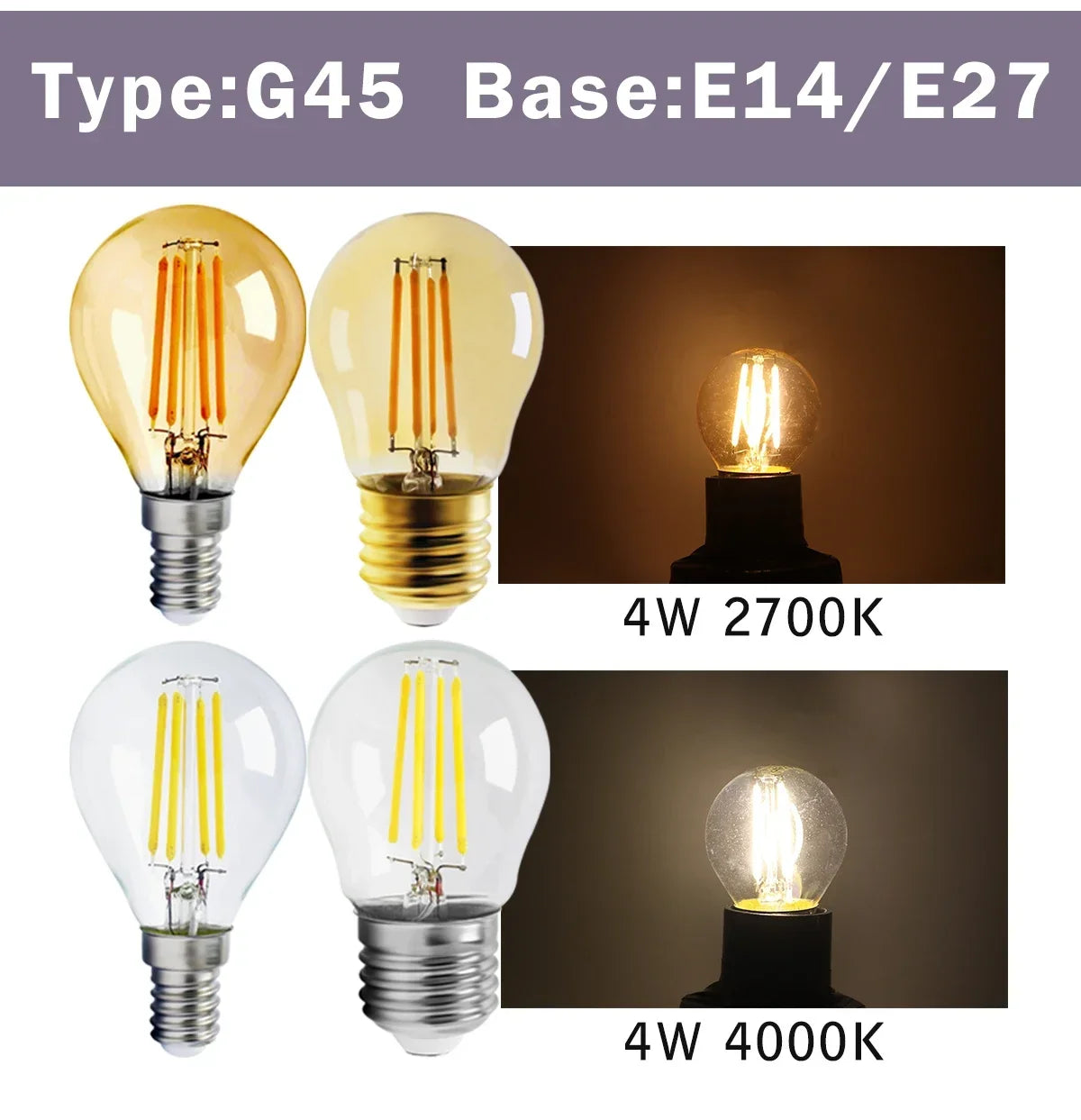 Confezione da 10 lampadine a filamento LED per E27 B22 220V 240V 4W 6W 9W Lampadine a LED bianche calde Lampada in vetro vintage
