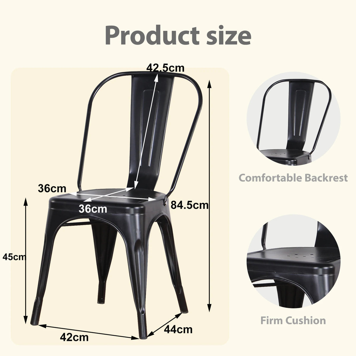 EGOONM Set di 4/8 sedie da pranzo moderne in metallo Sedie in stile industriale impilabili utilizzate per la sedia da pranzo all'aperto del terrazza del ristorante
