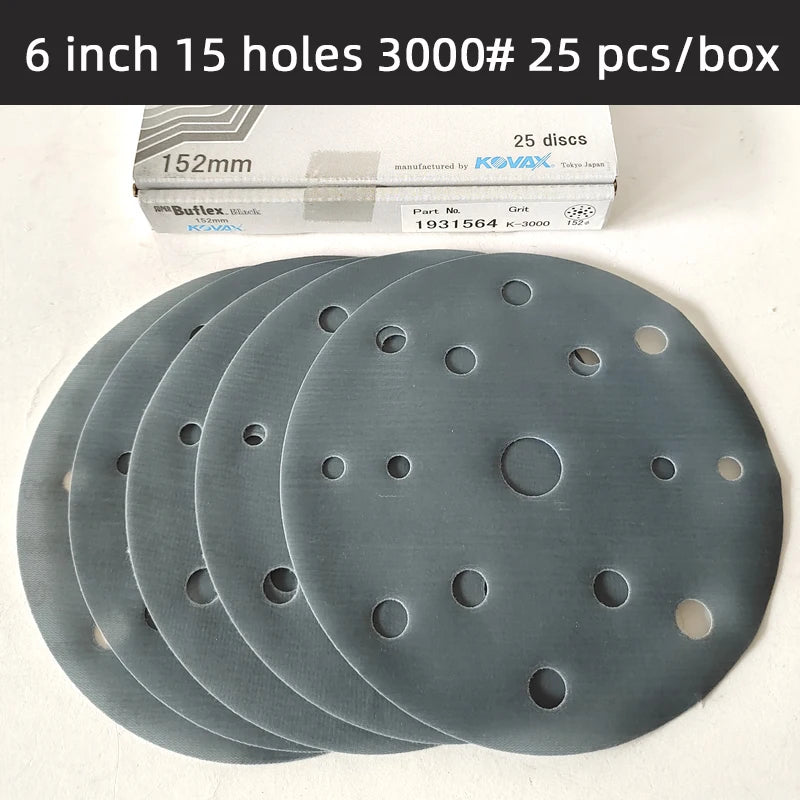 25 pezzi KOVAX carta morbida opaca da 6 pollici autoadesiva floccata carta vetrata rotonda 150mm vernice per auto superficie bellezza lucidatura