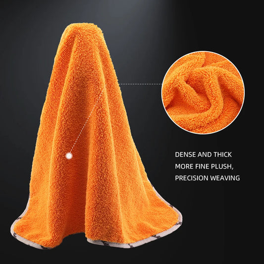SPTA 1 Pezzo Asciugamano in Microfibra Arancione Altamente Assorbente per Auto, Panno Grande Anti-Graffio per Lavaggio Auto 60,5*78,5 cm