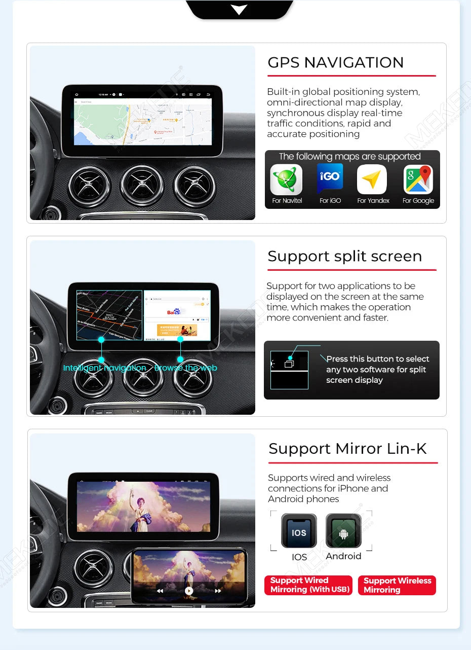 2026 Nuovo Android 15 128GB ROM Autoradio Wireless CarPlay Auto Multimedia per Mercedes Classe E W212 S212 2009-2015 Sistema NTG4.0 NTG4.5 NTG5.0 Lettore Video 4K Monitor Telecamera
