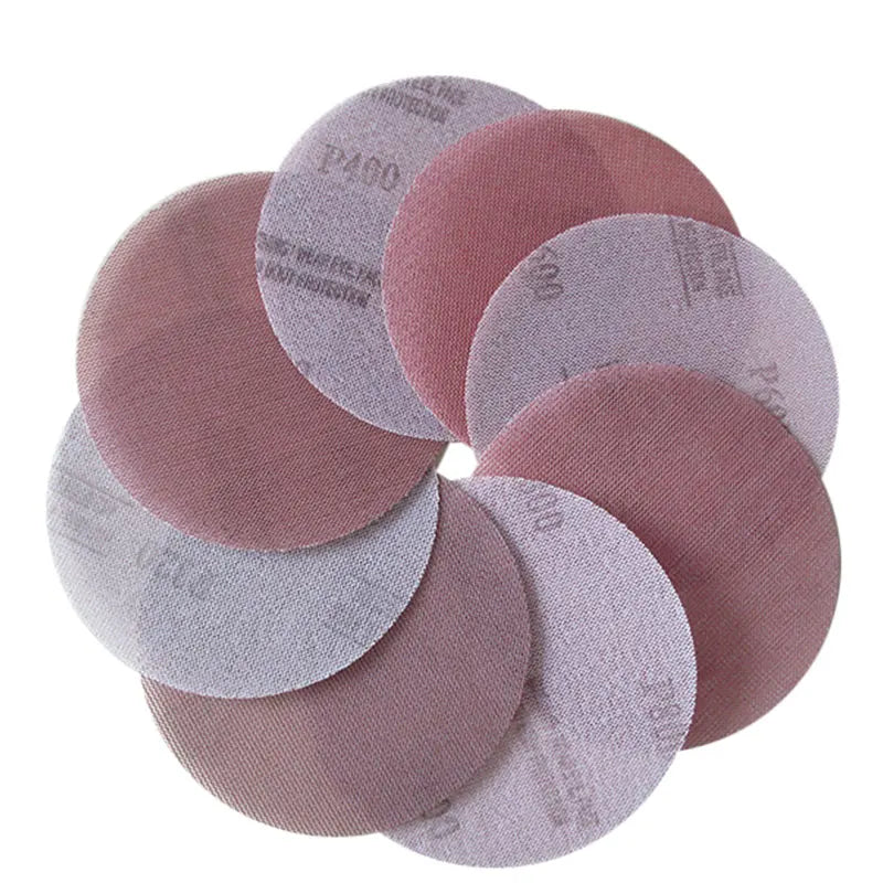 50 pezzi 5/6 pollici 125/150MM dischi abrasivi a rete gancio e anello abrasivo senza polvere anti-blocco carta vetrata affilata per legno auto S