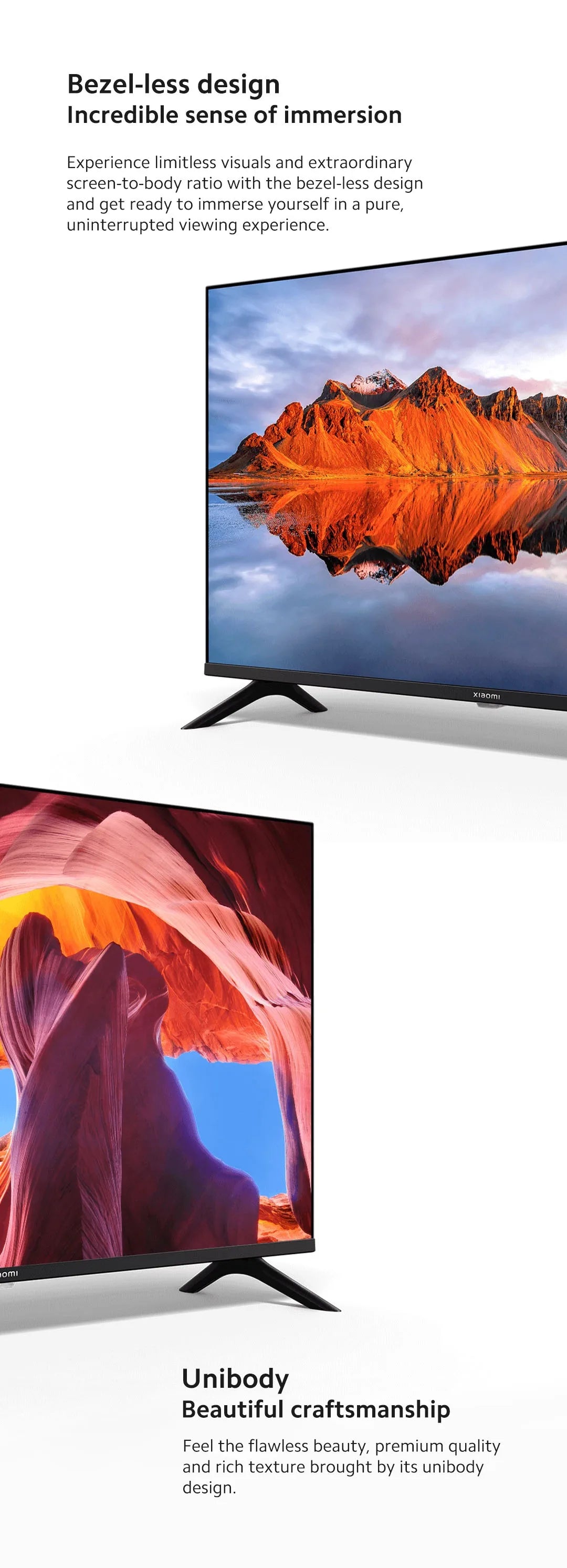 Xiaomi TV A 32, dimensioni compatte con schermo colorato, suono dinamico con audio Dolby ™ , DTS-X e DTS Virtuale:X, Fini metallici di fascia alta