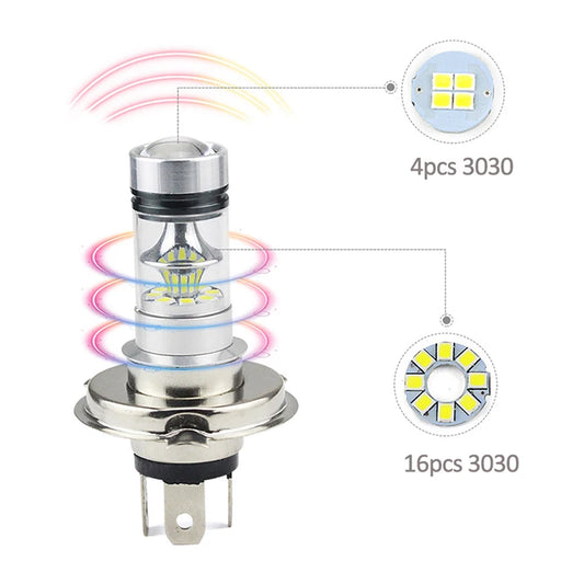 2 pezzi H4 H7 100W LED luci per auto lampadina super luminosa a bassa temperatura faro per auto di marcia diurna guida fendinebbia accessori auto