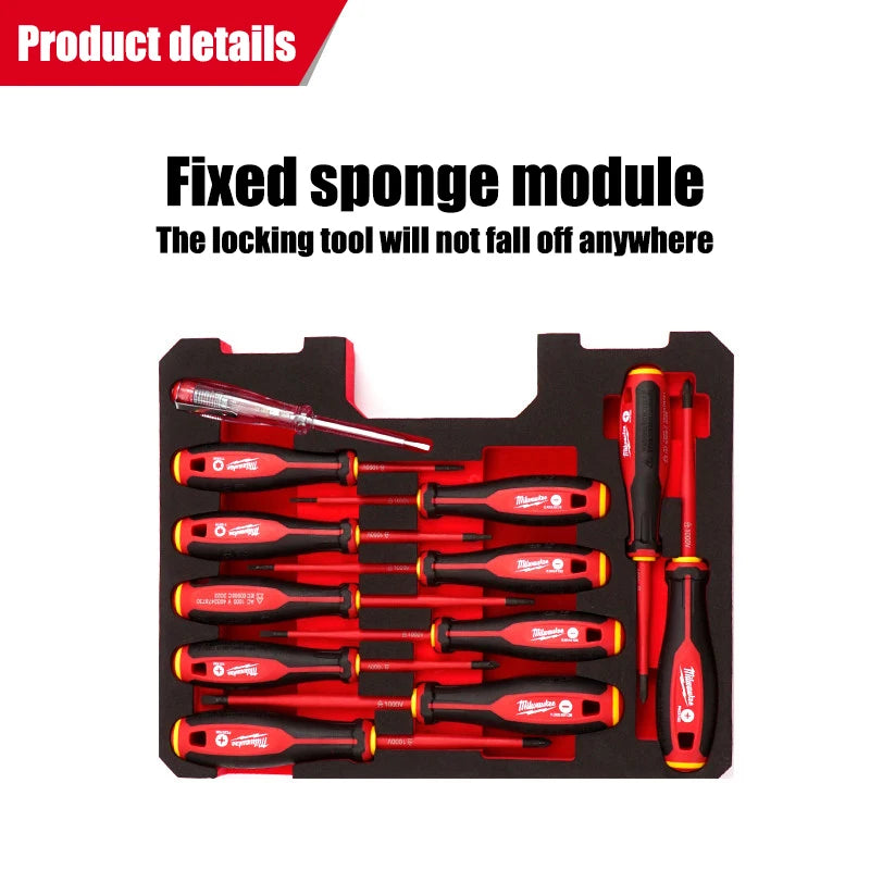 Set di cacciaviti isolati Milwaukee da 12 pezzi, cacciavite a punta fine VDE per elettricisti, strumento manuale, strumento per manutenzione 4932479095