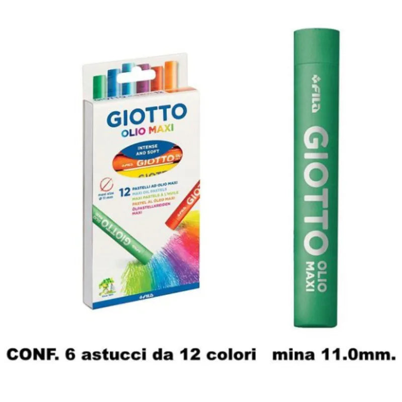 GIOTTO OLIO MAXI Pastelli a Olio Jumbo Set 12/24 Colori, Texture Morbida, Colori Vivaci, Materiali Artistici per Bambini, Scuola, Disegno, Pittura, Hobby Creativo