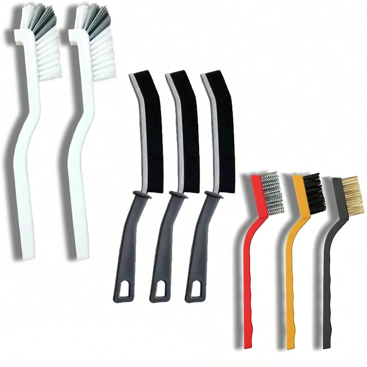 Set di 8/9 Spazzole per Pulizia Fessure, Accessori Multiuso a Setole Rigide per Cucina, Bagno, Angoli, Fughe, Lavandino
