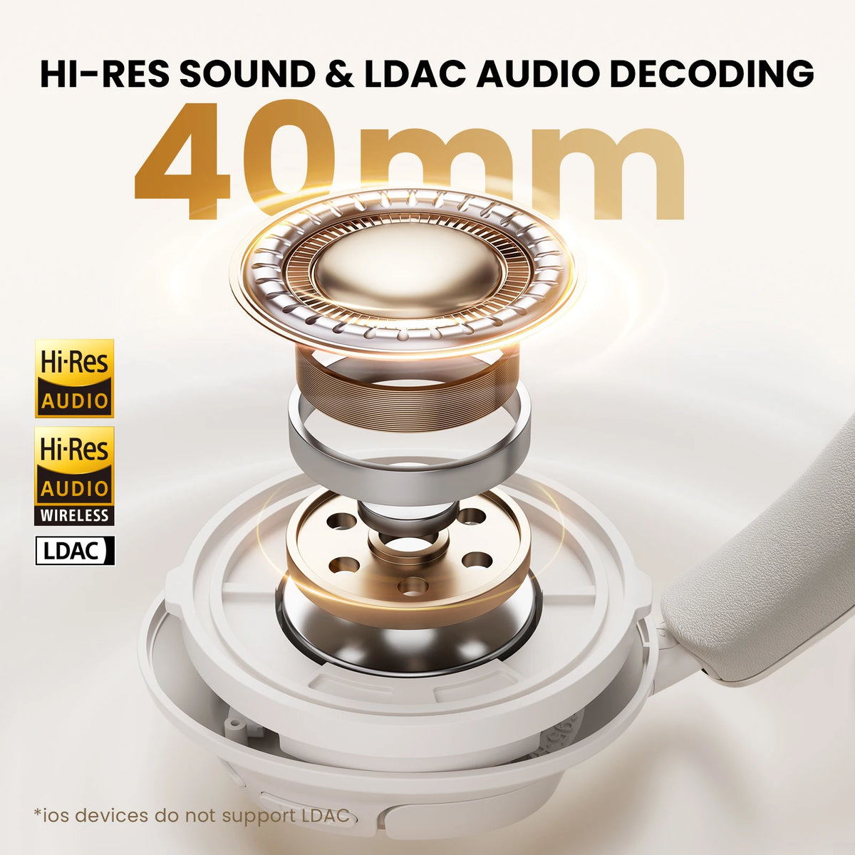 Cuffie Over-Ear HAYLOU FlowLoop S33 con Cancellazione Attiva del Rumore 45dB, Audio Hi-Res LDAC, Auricolari Bluetooth Wireless, 100 Ore di Autonomia