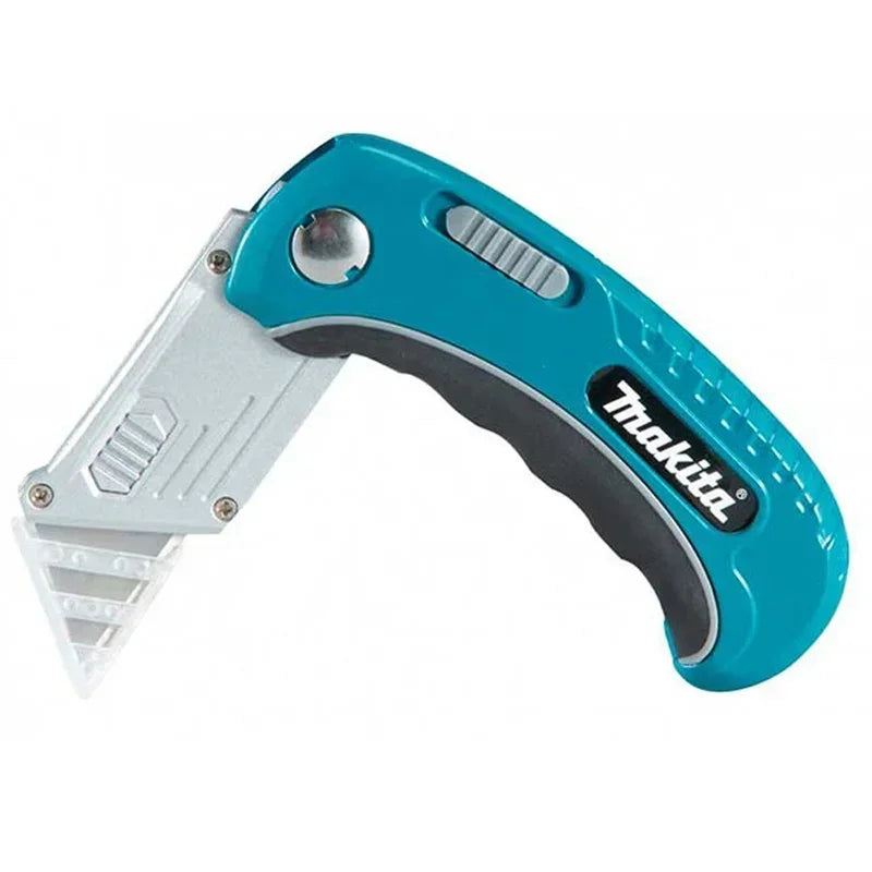 Coltello multiuso Makita con lame a scatto, caricamento facile, lame extra retrattili, impugnatura comoda in gomma, strumento manuale combinato completo