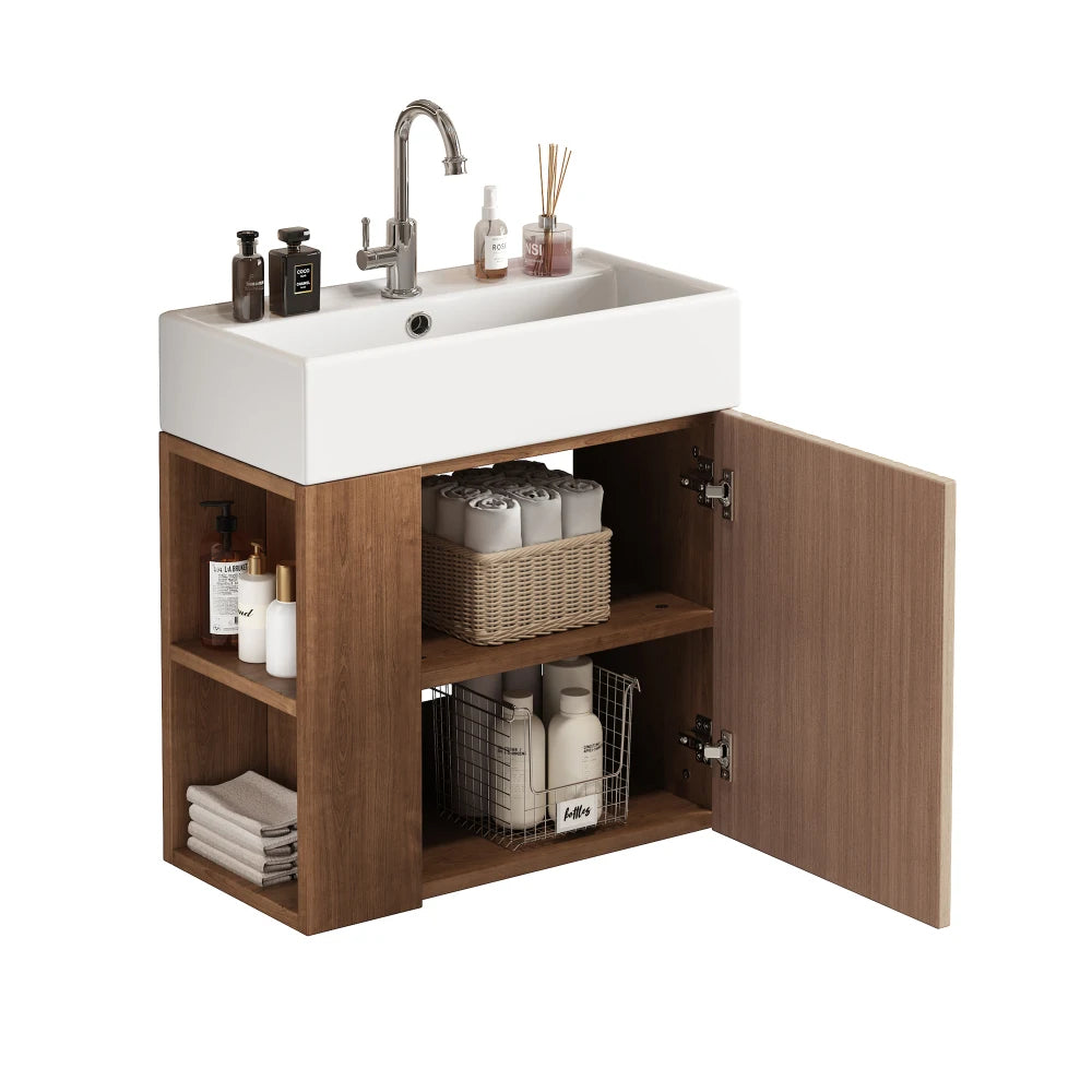 Mobile bagno sospeso con lavabo 55 × 31 × 66,5 cm e vani laterali