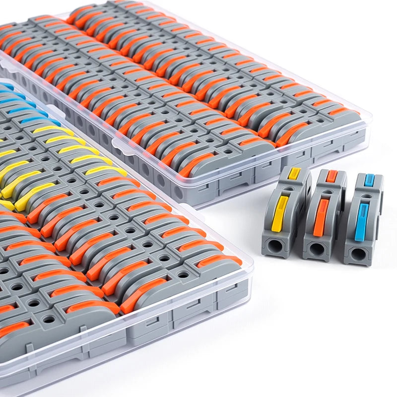 34PCS Leva in scatola Connettori rapidi per cavi domestici Terminali Conduttore Giuntabile Blocco di cablaggio di testa Connettori elettrici riutilizzabili