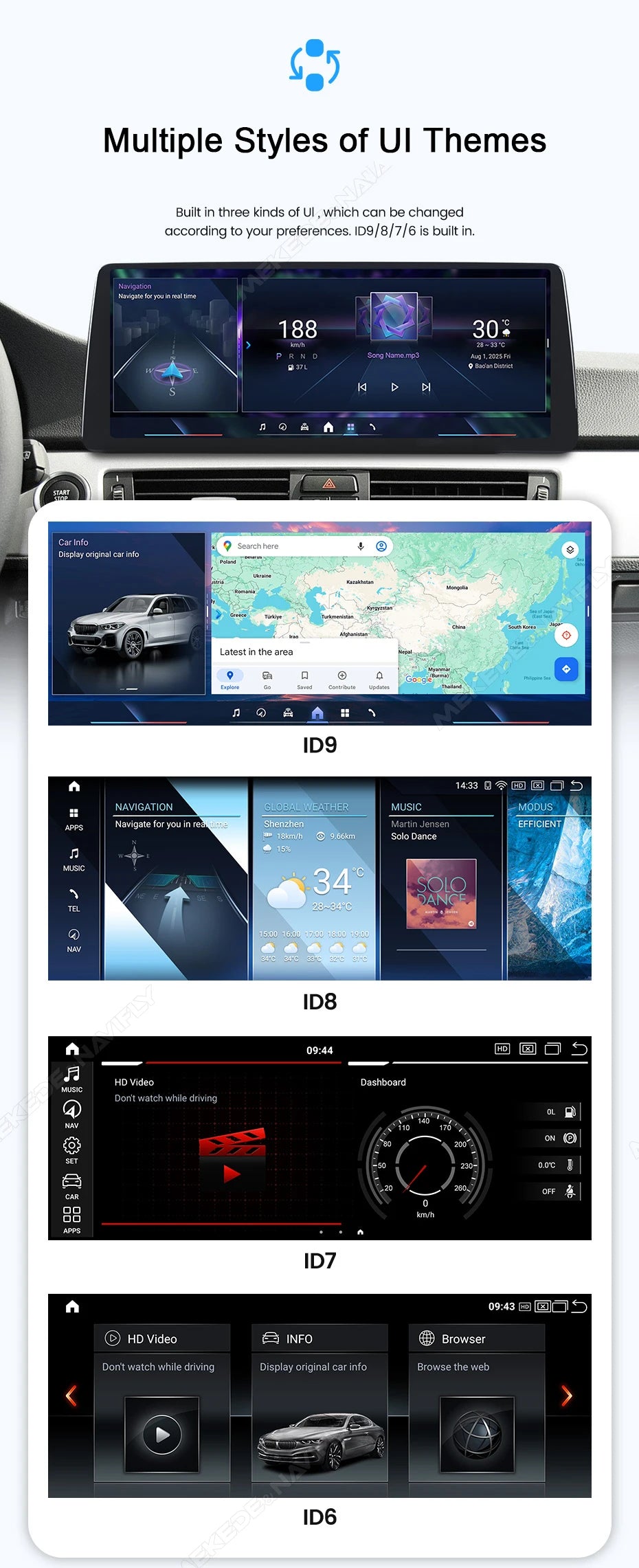 Mekede 10.25/12.3 pollici QLED Android 14 Snapdragon 128GB ROM CarPlay Wireless Auto Multimedia per BMW Serie 5 E60 E61 E62 E63 E64 Sistema CCC CIC Navigazione GPS Doppio BT 4G WiFi DSP