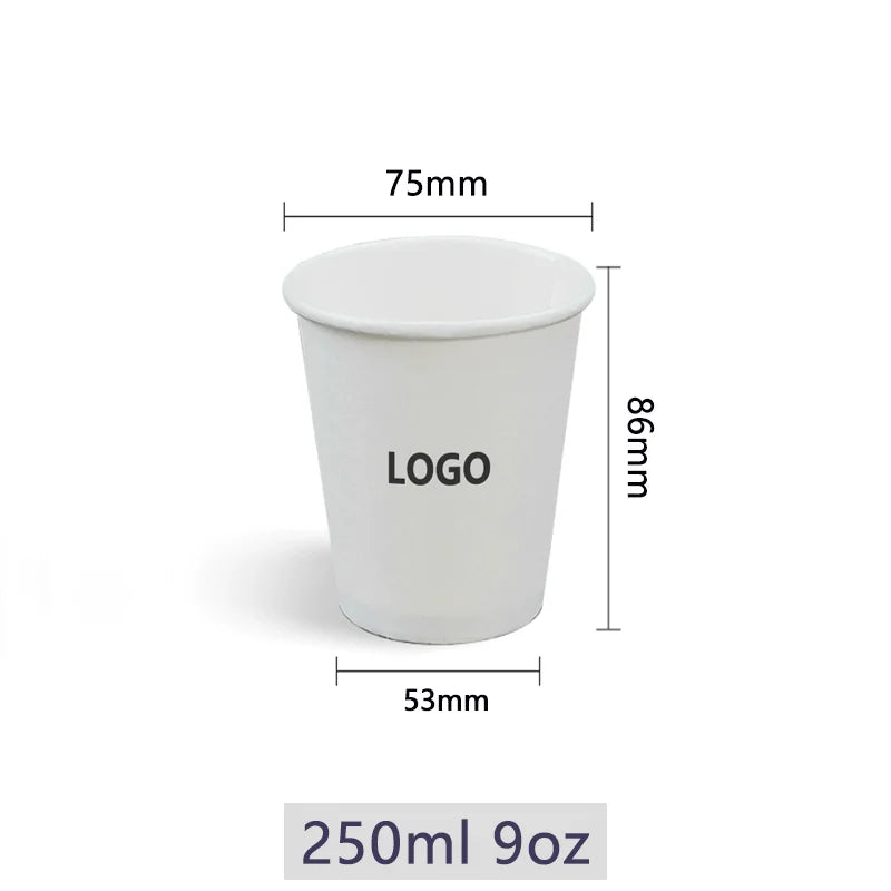 200 bicchieri di carta usa e getta da 250 ml con coperchi, con tazze da caffè personalizzabili con logo personalizzato per eventi e feste