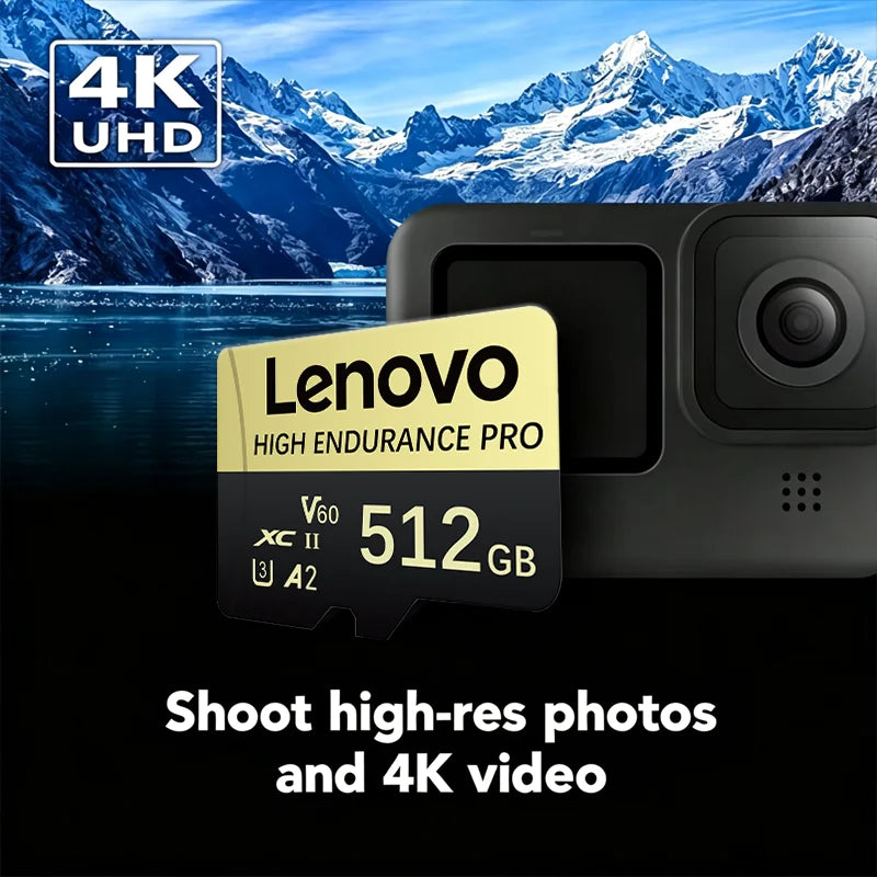 Scheda di memoria Lenovo 64GB 128GB 512GB 1TB Micro SD Classe 10 TF con adattatore SD per smartphone e dash cam