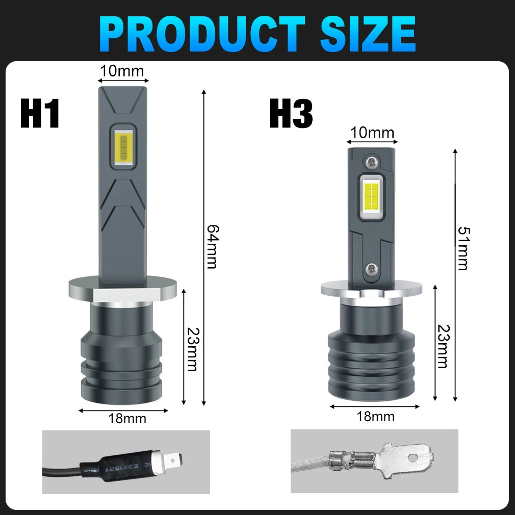 XSTORM H1 H3 Lampadina per fari a LED Fendinebbia per auto 20000LM Luce di guida diurna Auto H3 H1 Lampada a LED 65000K Bianco 12V Automotivo