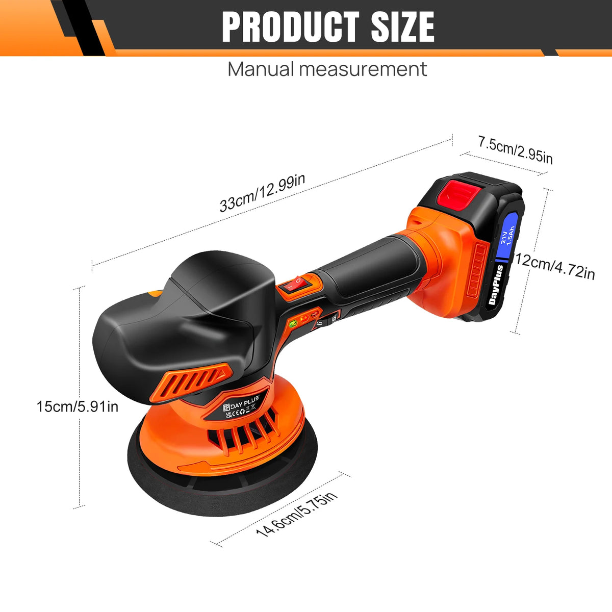 Lucidatrice per auto senza fili, macchina per lucidare con 2800-5500 giri/min, portatile 6", include 2 batterie, attivazione con un solo clic, indicatore del livello della batteria, indicatore delle marce.
