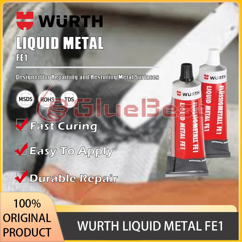 WURTH LIQUID METAL FE1 Agente polimerizzante per riparazione stucco in acciaio per il ripristino superficiale ad alta resistenza Prodotto originale