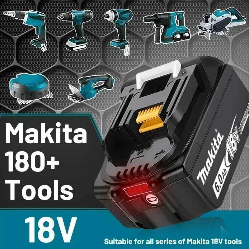 Batteria Makita 18V 6Ah, con indicatore di carica, batteria ricaricabile Makita, BL1830 BL1840 BL1850, batteria per elettroutensili, spedizione dalla Polonia