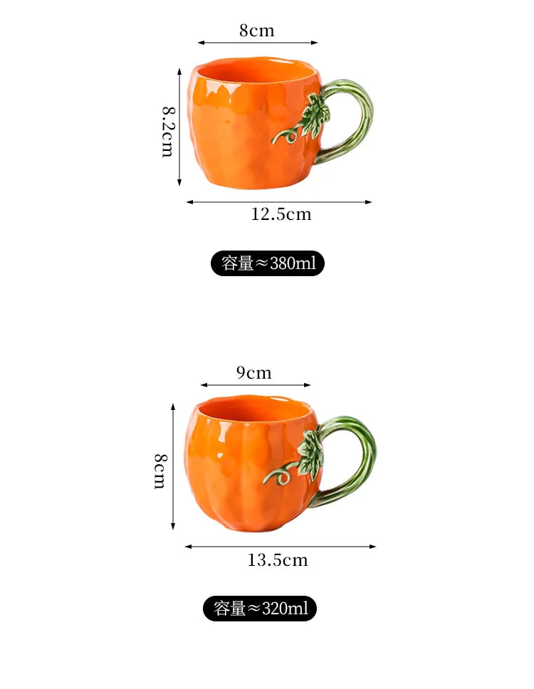 Tazza a Forma di Zucca Carina, Tazze Realistiche a Forma di Zucca, Stoviglie in Porcellana, Utensili per Bere, Tazze da Caffè, Tazze per il Tè Pomeridiano