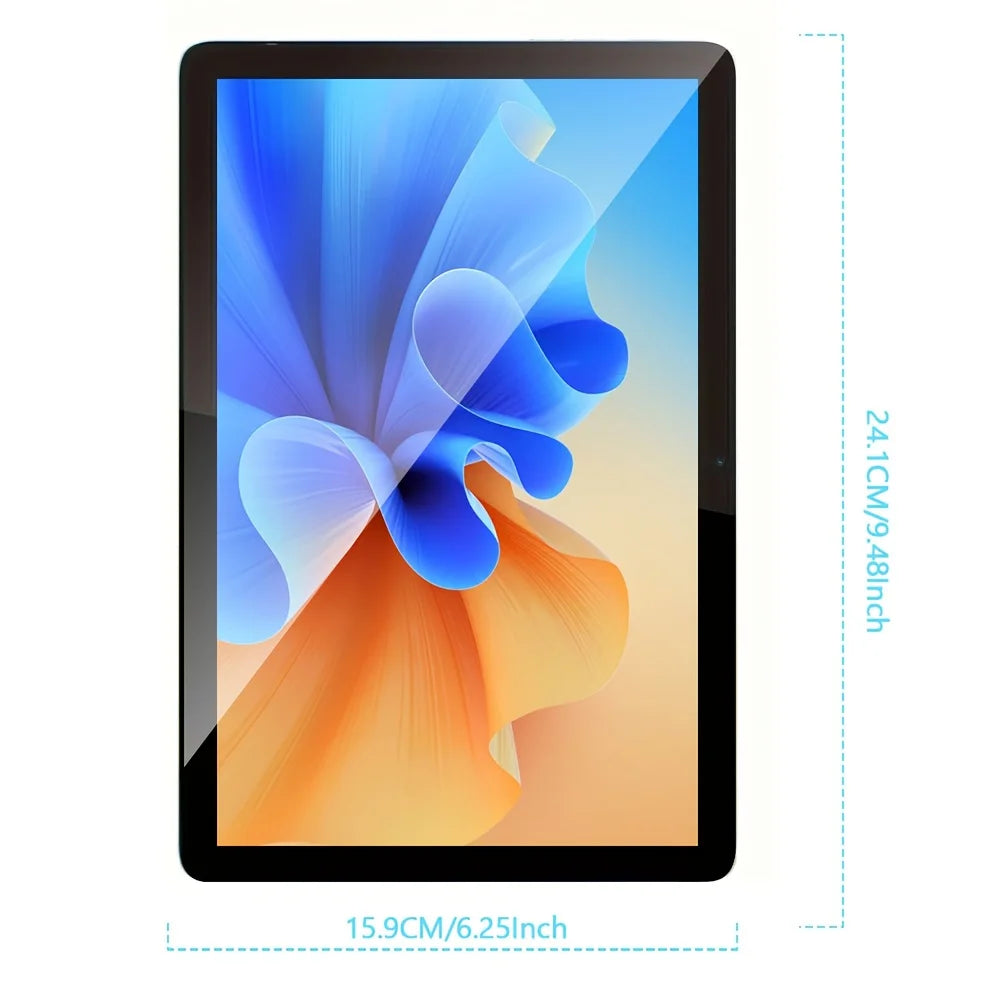 Tablet Android Koomdigi T30 Pro, dotato di schermo touchscreen HD da 10,1 pollici con risoluzione 1280x800, memoria interna da 128 GB con possibilità di espansione fino a 1 TB tramite scheda TF, processore MTK, tastiera e cu