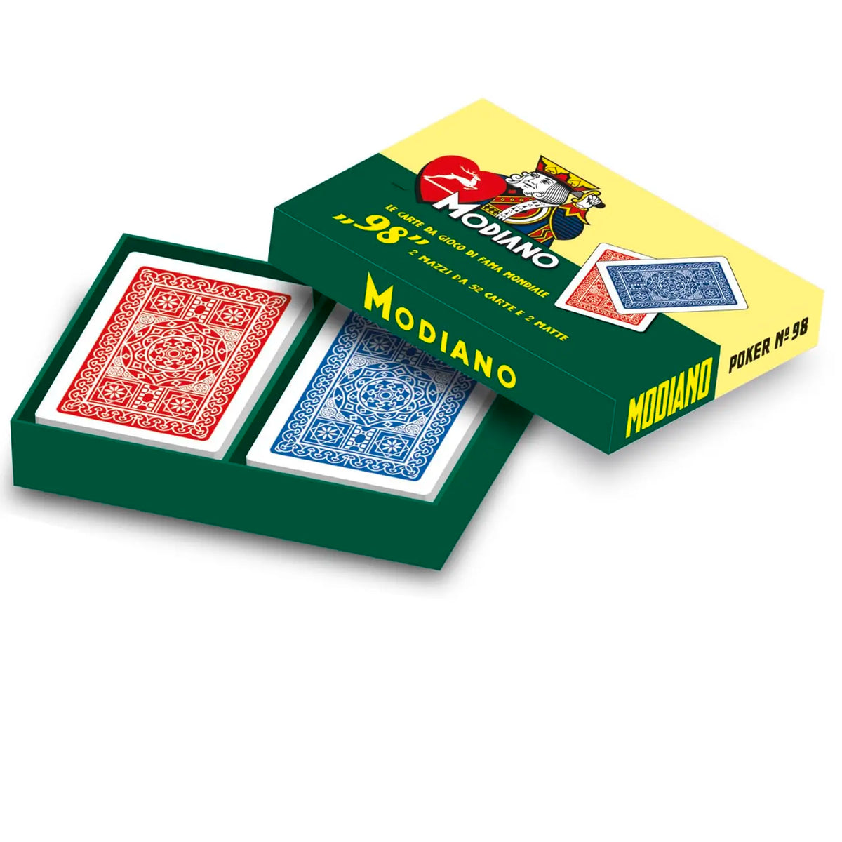 Modiano Ramino 98 Box – Carte da Ramino e Poker in Cartone Duplex da 350 G/Mq – Ideale per Canasta Burraco Scala 40 Macchiavelli – 100% Made in Italy