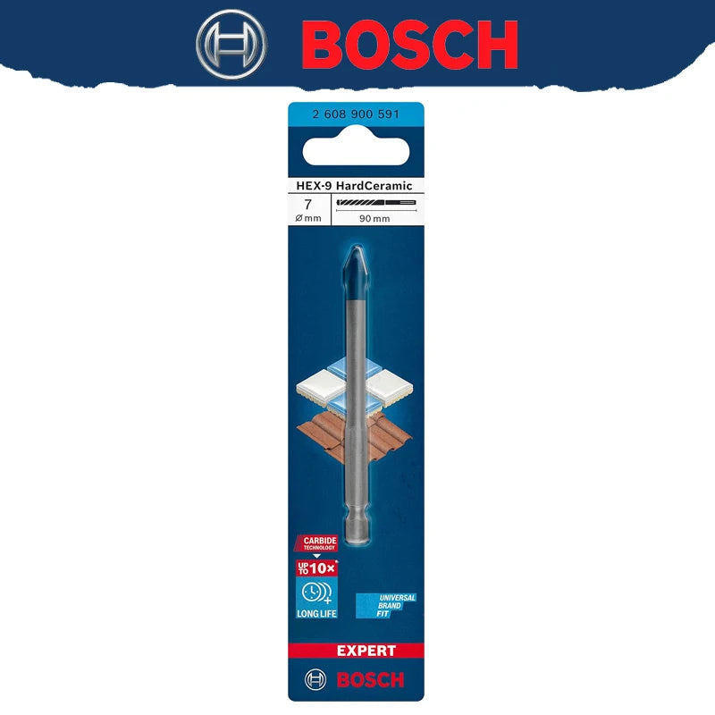 BOSCH EXPERT HEX-9 Punta da trapano in ceramica dura 10X Lunga durata Punta da trapano per pietra in materiale ad alta durezza 2608900590 2608900588