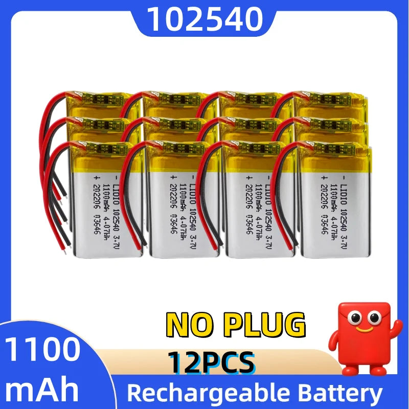 Batteria al litio 3,7 V 102540, 1100 mAh, batterie polimeriche + scheda di protezione PCB per localizzatore GPS, dispositivi MP3/MP4, batteria ricaricabile.