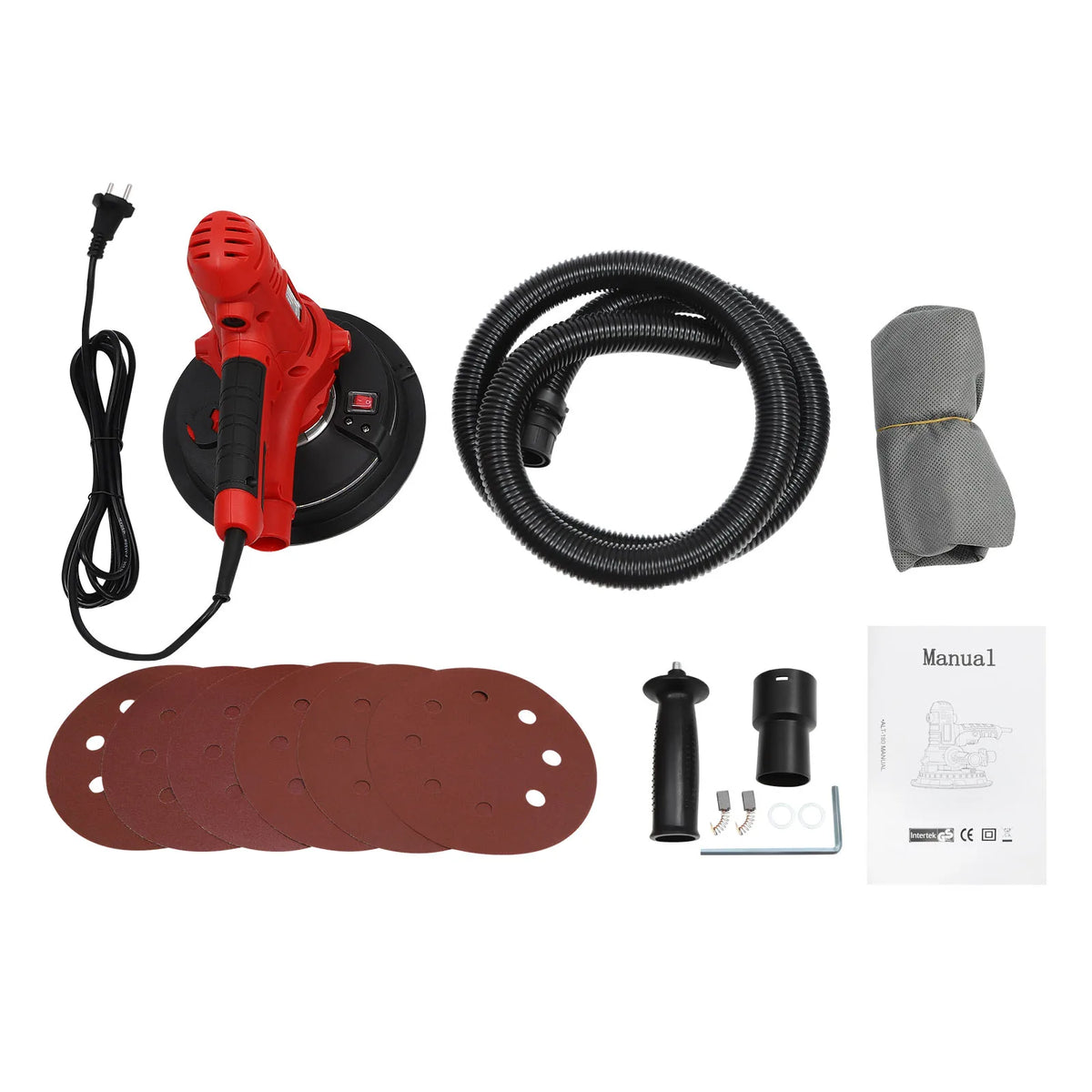 Levigatrice Elettrica per Cartongesso 800W, 1200-2500 RPM a Velocità Variabile, Lucidatrice con Aspirazione Polvere e Luce LED per Lavori su Soffitti/Intonaco