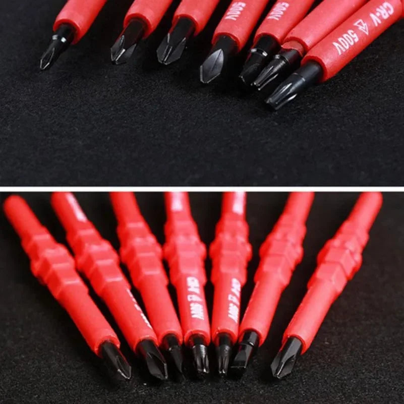 Kit di Attrezzi per Elettricisti 15 Pezzi, Set di Cacciaviti Isolati 1000V con Punte Magnetiche Piatte, Phillips, Pozidriv e Torx