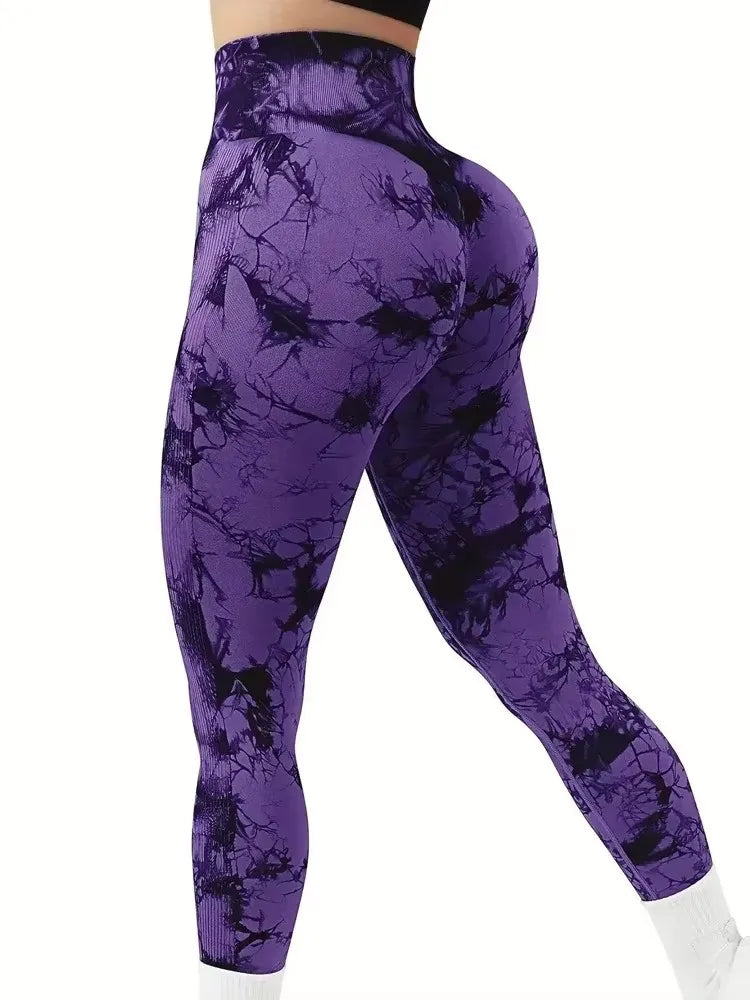 CZGUKE Leggings Tie-Dye da Donna a Vita Alta, Modellanti, Contenitivi, Push-Up, Senza Cuciture, per Yoga e Allenamento in Palestra