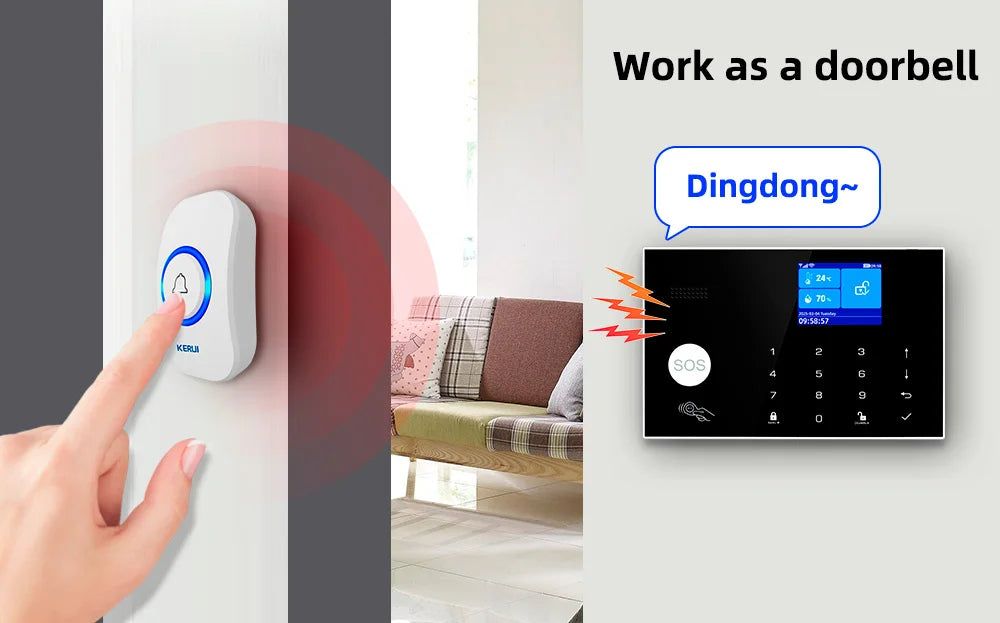 Sistema di Allarme KERUI WIFI GSM con Supporto per 3 Zone Cablate, Allarme Domestico Antifurto Compatibile con Tuya Smart, Sensore PIR 433MHz per Protezione di Sicurezza