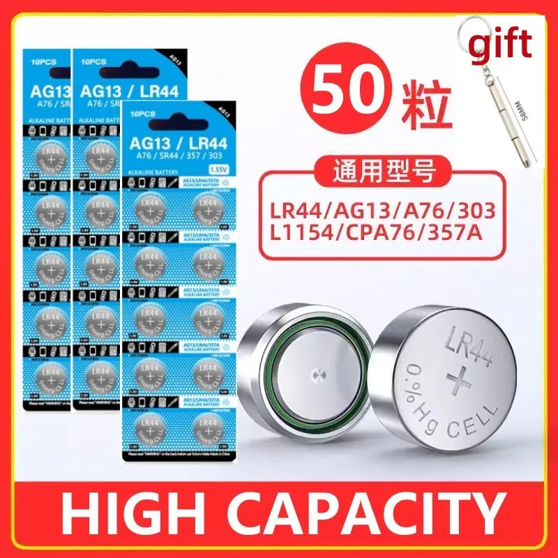 2-60 pz AG13 LR44 batteria al litio L1154 RW82 SR1154 SP76 pila SR44 batterie a bottone A76 LR1154 GP7 moneta cellulare per Watch1.55V