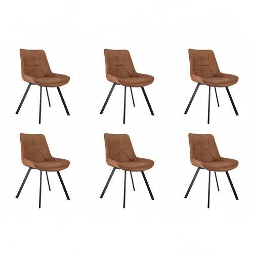 Set di 2 sedie da pranzo moderne in ecopelle con gambe in metallo marrone, per ufficio/soggiorno, 75 × 45 × 57 cm