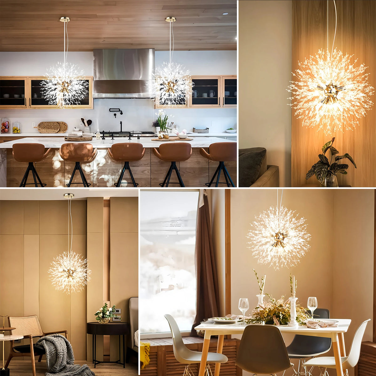 Lampadario di Lusso IRALAN a Soffitto, Lampada a Sospensione in Cristallo a Forma di Soffione, Luce a 3 Colori, Lampade a LED per Tavolo da Pranzo e Soggiorno