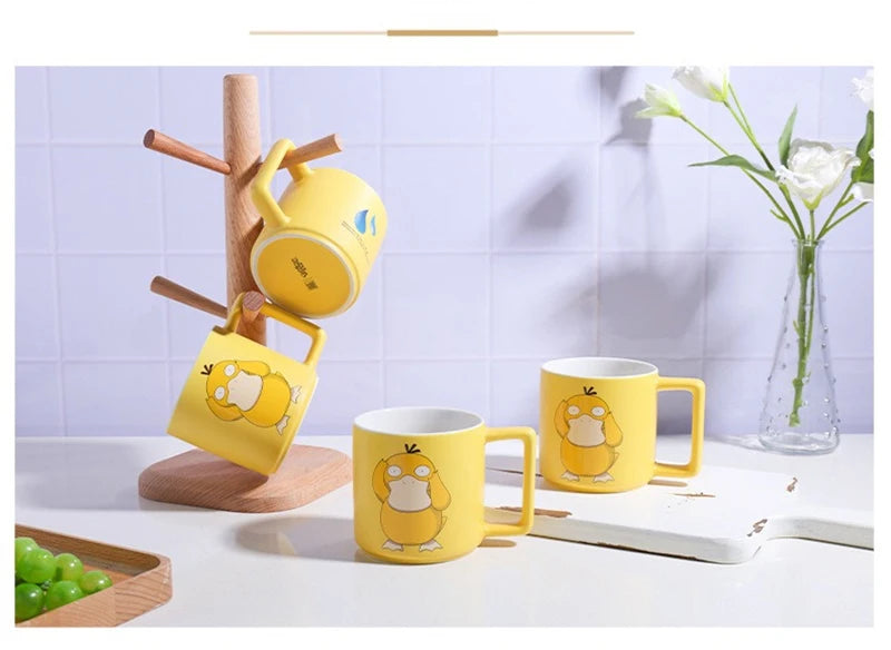 SHUNXIANG Pokémon Licenza Psyduck Tazza 350ml Cartoon Tazza di Ceramica Colazione Latte Tazza di Caffè Autentico Anime Bicchieri Tazze di Acqua