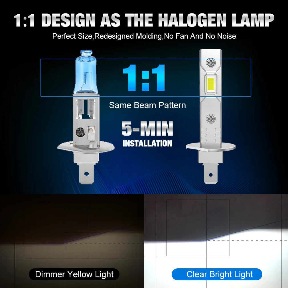 XSTORM H1 H3 Lampadina per fari a LED Mini 50W 20000LM CSP per fari per auto Fanless Luce Auto Diodo Fendinebbia 12V 6000K Automobile