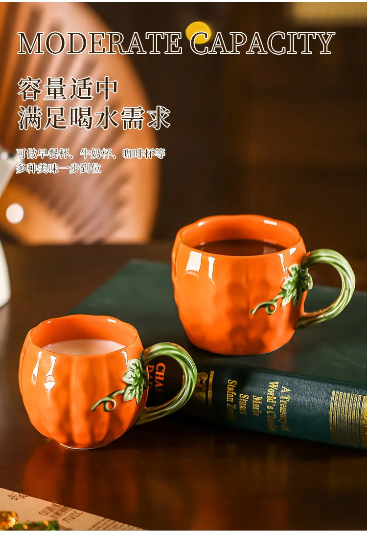 Tazza a Forma di Zucca Carina, Tazze Realistiche a Forma di Zucca, Stoviglie in Porcellana, Utensili per Bere, Tazze da Caffè, Tazze per il Tè Pomeridiano