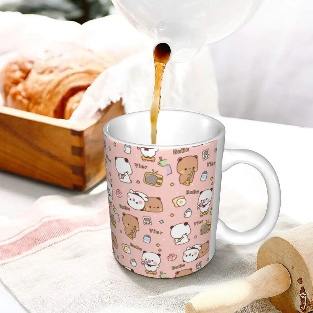 Tazze personalizzate per coppia Bubu Dudu Panda e Brownie Bear Tazza da caffè per tè al latte in ceramica fai-da-te