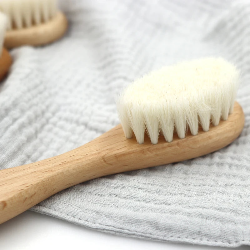 Set di 2 pettini e spazzole per la cura del bambino, set regalo con pettine e spazzola in legno di faggio TG183