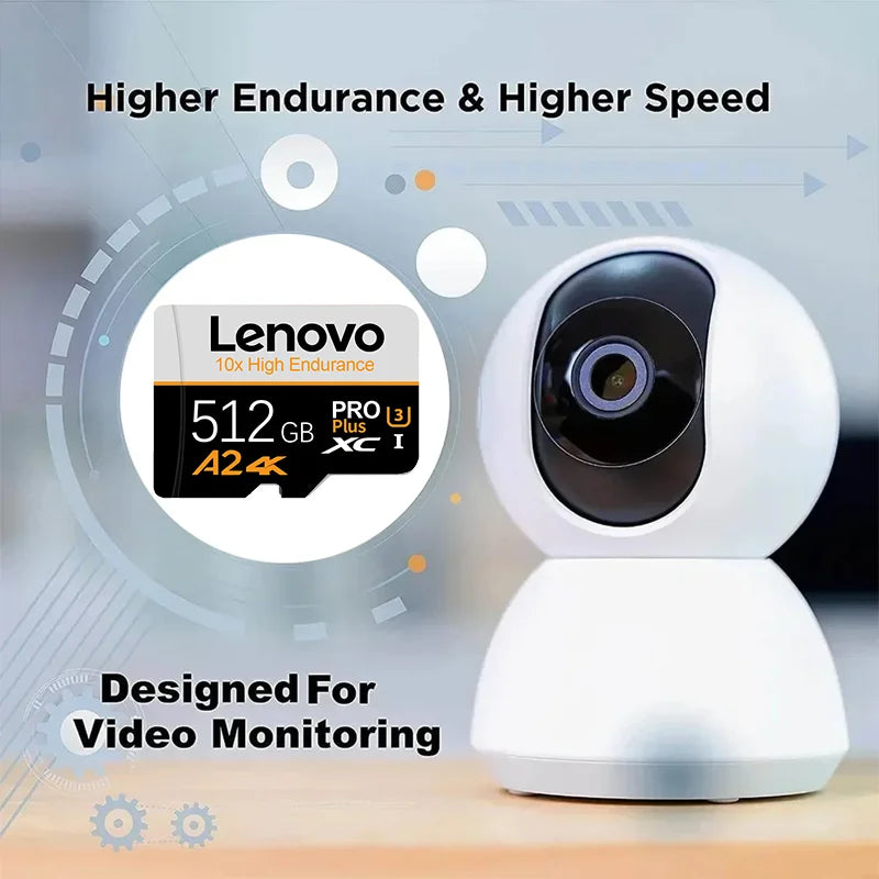 Scheda di memoria Micro SDXC UHS-I ad alta velocità Lenovo, 512 GB/1 TB, 256 GB, classe 10, V30, scheda TF Flash A2 per smartphone, fotocamere e droni.