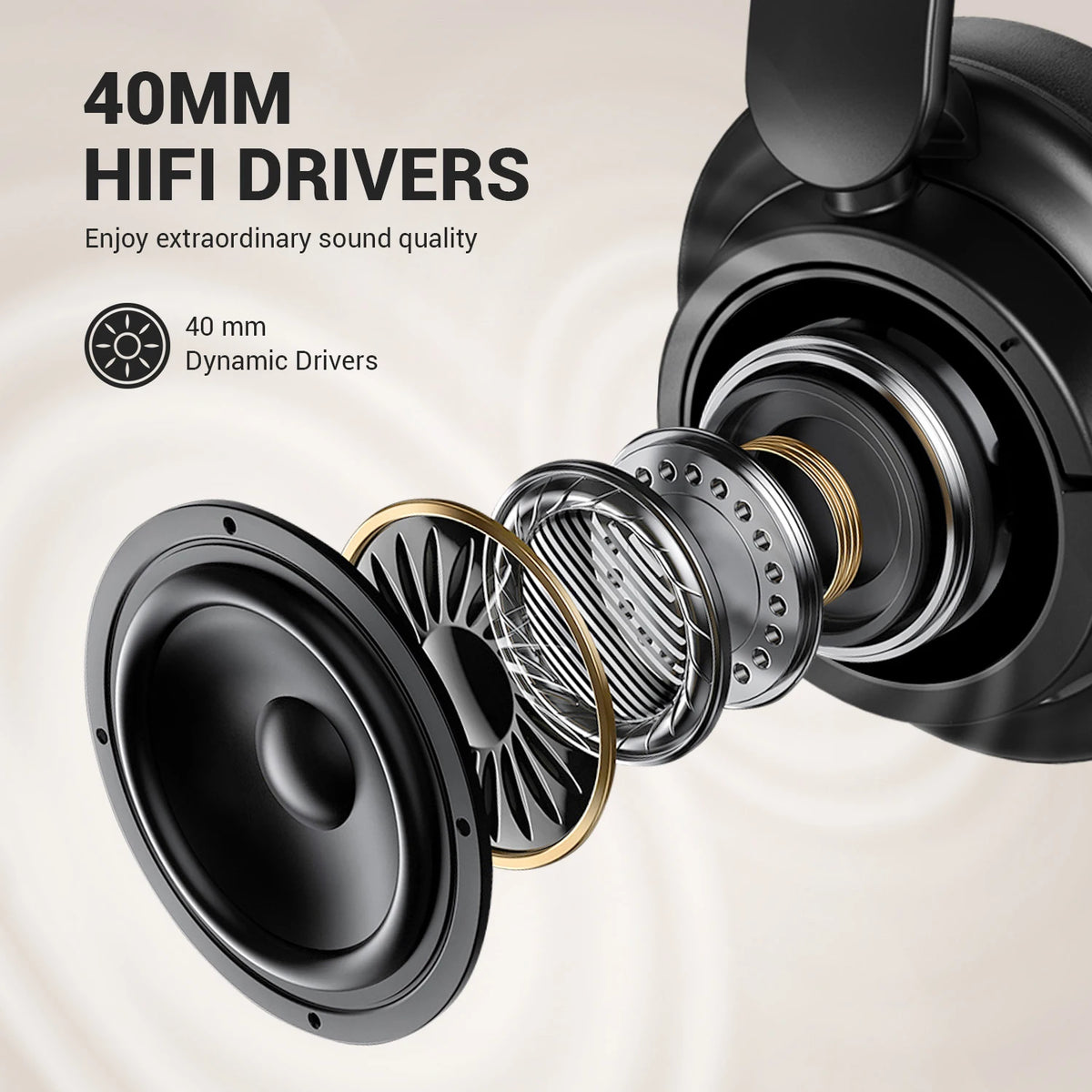 Oneodio EKSA V16 Cuffie wireless Bluetooth 5.3 Cuffie over-ear con microfono Modalità bass/pop Cuffie Hi-res HiFi cablate APP 90 ore