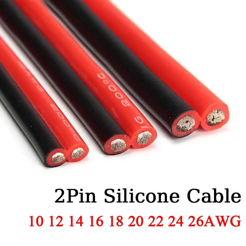 Cavo in silicone a 2 pin 10 12 14 16 18 20 22 24 26 AWG Cavo elettrico in rame super morbido 5m 10m 20m per motore inverter batteria auto